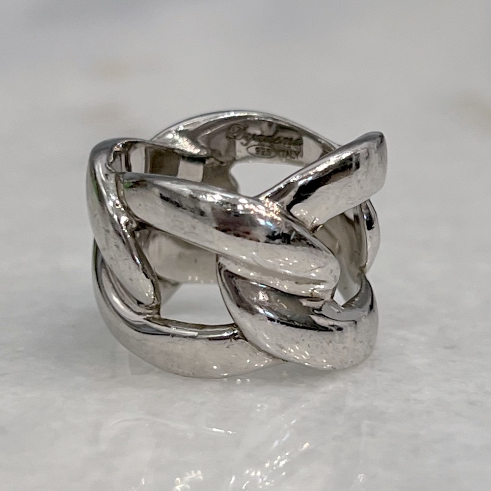 DYADEMA Italian Sterling Silver Thick Open Braided Large Statement Ring Sz 8